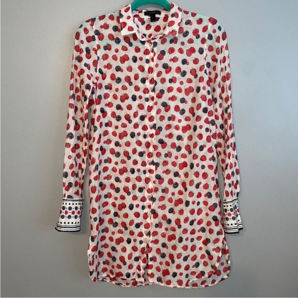 J. Crew semi sheer Berry beach popover cover up XS